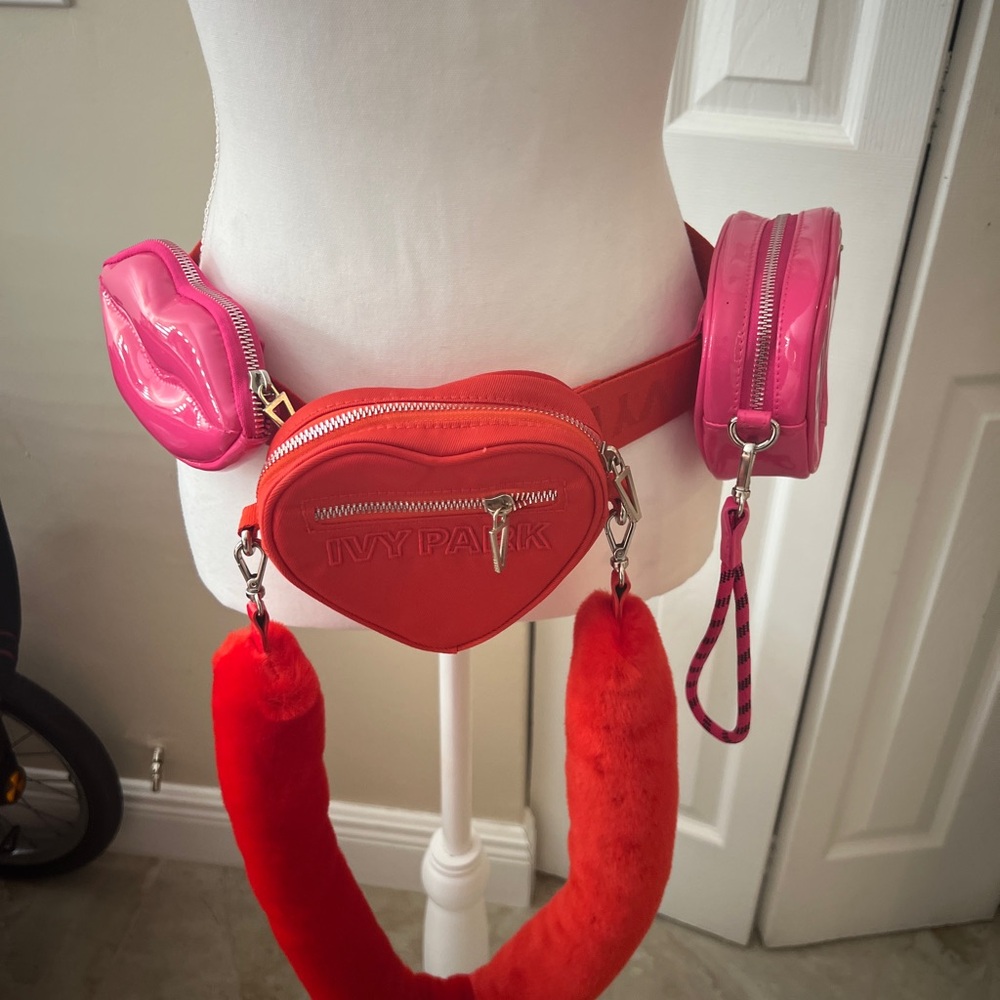 Ivy Park Pink and Red Heart Belt Bag